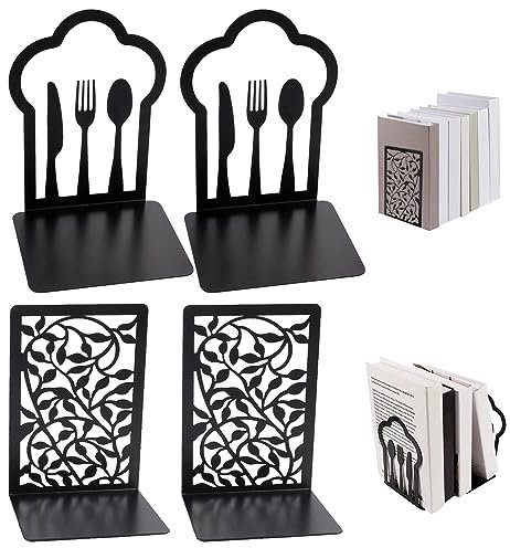 2 paia di serra libro nero, cuneo libro in metallo, scaffale non slip per libro, blocco libro per uffici, scuole, libreria e biblioteca