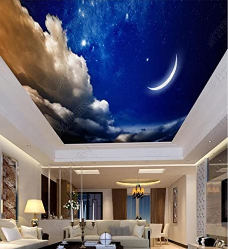 Fototapete Nachthimmel Monddecke Tapete 3D Effekt Tapeten Vliestapete Wandbilder Schlafzimmer Wanddeko Kinderzimmer Wohnzimmer 430x300cm-M214096