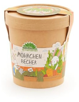 Die Stadtgärtner Möhrchen im Becher Anzuchtset für Möhren im Becher | Enthält Alles, was du zur Anzucht benötigst | Ostergeschenk für Kinder | Geschenkidee Kinder Ostern