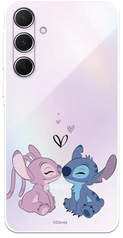 Cover compatibile con Samsung Galaxy A55 5G ufficiale Disney Angel & Stitch Baiser per proteggere il tuo cellulare Custodia in silicone trasparente morbido con licenza ufficiale Lilo & Stitch