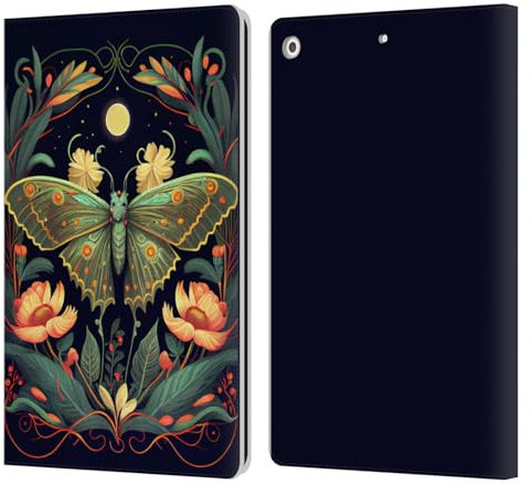 Head Case Designs Offizielle JK Stewart Nachtgarten Mit Mondmotte Grafiken Leder Brieftaschen Handyhülle Hülle Huelle kompatibel mit Apple iPad 10.2 2019/2020/2021