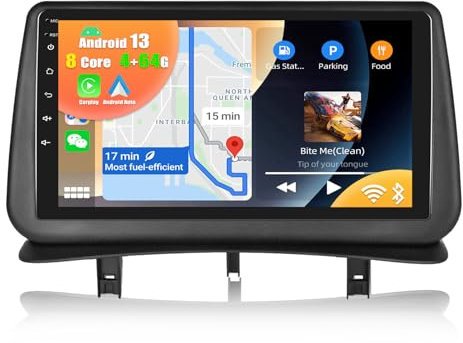 4G+64G CAMECHO Android 13 Autoradio per Renault Clio 3 2006-2012 con GPS Carplay Android Auto,8-Core丨Stereo 2 DIN con Schermo da 9 Pollici con DSP RDS Bluetooth Mirror Link