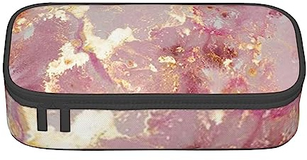 HZHUAOEG Federmäppchen mit Lebkuchenkeksen für Studenten, Mädchen, Jungen, großes Fassungsvermögen, Federmäppchen, Schule, Büro, Organizer, multifunktionales Federmäppchen, Textur Marmor Rosa,