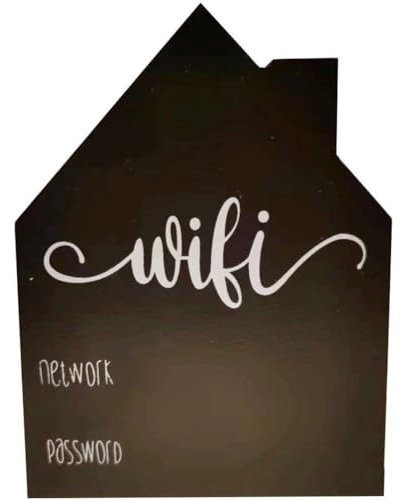 Dinntty WiFi-Passwort-Schild, Freistehende Holztafel in Hausform, Abwischbar, WiFi-Passwort-Schild Für Zuhause, Café, Bar