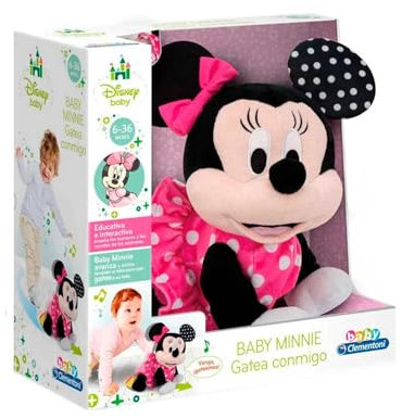 Clementoni - Baby Minnie Gateos - Interaktives Plüschtier für Babys, mit dem Sie Ihre ersten Schritte Machen - lehrt Zahlen und Tiergeräusche - ab 6 Monaten - hergestellt in Italien - 55574