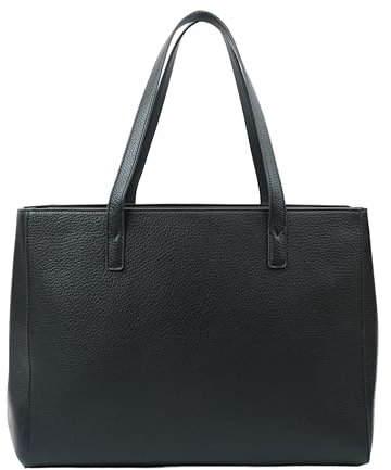 Tommy & Kate GLORIA Spacious Tote Bag for Women Shoulder Laptop Tote Bag Large PU Leather Ladies for Work School Business with Zipped Compartment and Inner Pocket (Black)