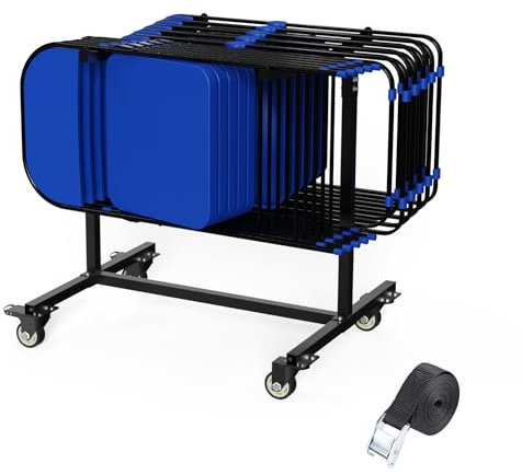 Carrello pieghevole per sedia di piccole dimensioni, con rotelle girevoli da 7,6 cm, piacevole da riporre, 14 sedie dal design regolabile, per diverse sedie pieghevoli, capacità di carico 90,7 kg, con