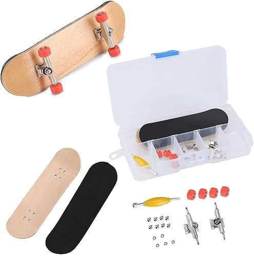 Hominas Finger Skateboard Set, Fingerboard Skate aus Ahorn Holz Professionelles Finger Spielzeug mit Box für Kindergeburtstag Geschenke