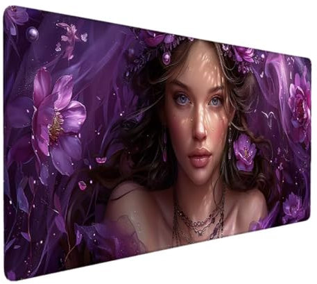 Tapis de Souris XXL 1000x500 Tapis Souris XXL Gaming, Tapis Bureau Antidérapant Étanche, sous Main Souris à Bords Cousus pour Gamer, Ordinateur, PC, Tapis de Souris Ergonomique (Violet, Fleur) 9-U