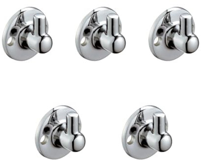 Lot de 5 porte-serviettes ronds chromés - Support mural avec vis et chevilles - Crochets pour serviettes de salle de bain