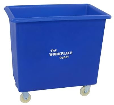 The WORKPLACE Depot Heavy Duty Bottle Bin, Durable Plastic Recycling Bin, Glass Bottle Skip on Wheels for Bars, Retail & Factories (Blue, 200 Litre)