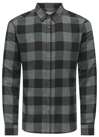 ONLY & SONS Herren Onsgudmund Ls Checked Shirt Noos, Balsam Green, L EU