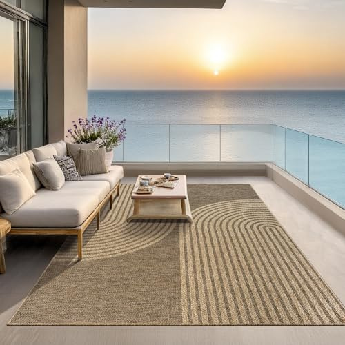 the carpet Kansas Outdoor Teppich – Wetterfester Indoor & Outdoor Teppich im Jute-Look für Balkon, Terrasse, Garten, Wohnzimmer & Esszimmer, pflegeleicht und UV-beständig, ca. 160 x 230 cm