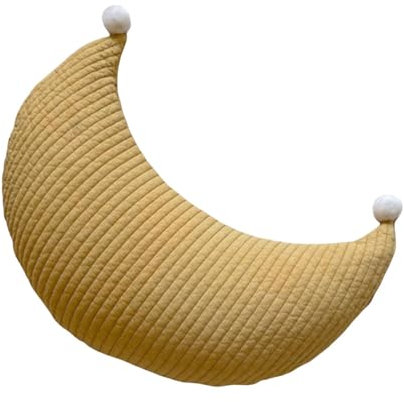 Plüschmond Stillkissen,Kopfkissen und Nackenkissen mit Perlen, ergonomisches Kissen zum Stillen, Schlafen und Lesen, Stillmond mit Plüsch, Reisekissen Kuschelkissen Bauchstützkissen (Gelb)
