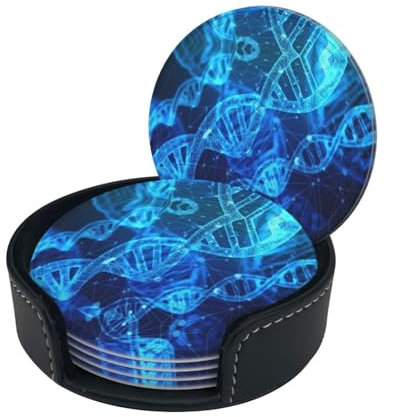 DNA Chain Foto-Druck-Untersetzer mit Aufbewahrungsbox für Zuhause, Büro und Restaurant