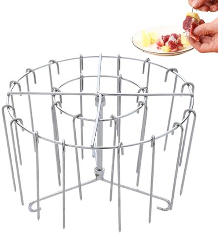 Lesunbak Spiedini per friggitrice ad aria, griglia in filo di acciaio inossidabile, cottura verticale, pollo, pancetta, spiedo, carne, kebab per la preparazione di cibi domestici