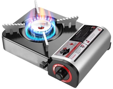 Estufa Portátil Mini con Encendido Electrónico, Cocina De gass Butano Estufa De Camping, hornillo portátil para Exteriores, Picnics, Camping y Viajes, Compacta, Segura y Fácil de Transportar