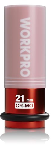 WORKPRO Douille 1/2 20 mm, Acier CR-MO, Clé à Douille Professionnelle | Manchon Protecteur Amovible et Anneau en Caoutchouc, pour Réparations Auto, Rouge
