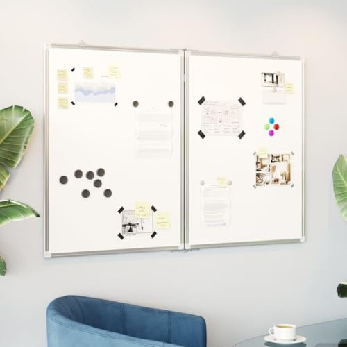 Gecheer Magnetisches Whiteboard Klappbar 100x80x1,7 cm Aluminium, Magnetisch Magnettafel Magnetwand Wandtafel Pinnwand Memoboard Präsentationstafel Schreibtafel