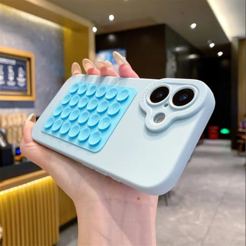 SSASMEU Funda de teléfono 2 en 1 con Ventosa de Silicona para iPhone 11, 12, 13, 14, 15, 16 Pro MAX, X, 7, 8 Plus (iPhone 14/239, Azul Claro)