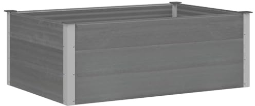 Qnhdfrt Hochbeet aus WPC 150x100x54 cm Grau für Garten und Balkon, Pflanzkasten mit modernem Design, langlebig und witterungsbeständig