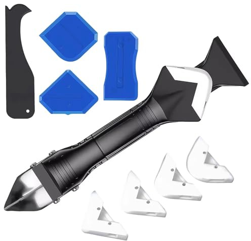 Silicone Caulking Tool Kit, 3 In 1 Stainless Steel Scrapers with Multiple Angles, Caulk Remover Glass Glue Angle Scraper, for Bathroom, Kitchen, Floor, Window, Sink Joint & Frames Seal