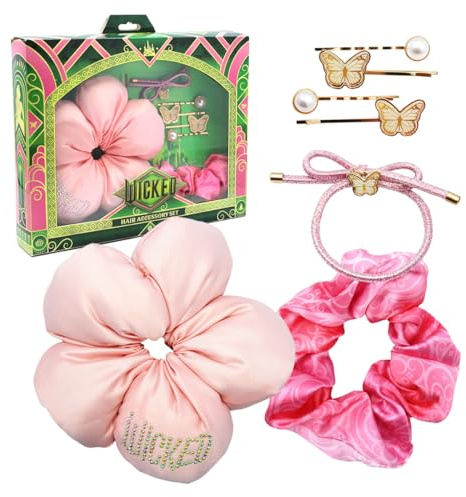 Joy Toy - Wicked Glinda Haarschmuckset mit 4 Haarspangen, 2 Scrunchies | 1 Haarband, in Geschenkverpackung