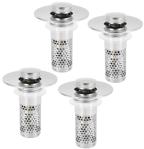 4/2PCS Pop Up Sink Drain Filter Stainless Steel Floor Drain Filter Washbasin Plug Anti Odor water pipe Hair Catcher(4PCS)
