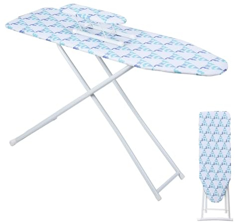 Planche à repasser – Planche à repasser 4 vitesses réglable en hauteur avec repose-fer, légère, compacte et large, housse résistante à la chaleur et support antidérapant, 106,7 x 78,7 x 30,5 cm, bleu