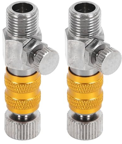 Gutol 2 Stück 1/8-Zoll-Airbrush-Anschlussadapter – Goldfarbene Schnellkupplung mit Luftstromregler und Schnellverschluss für Airbrush-Schlauch