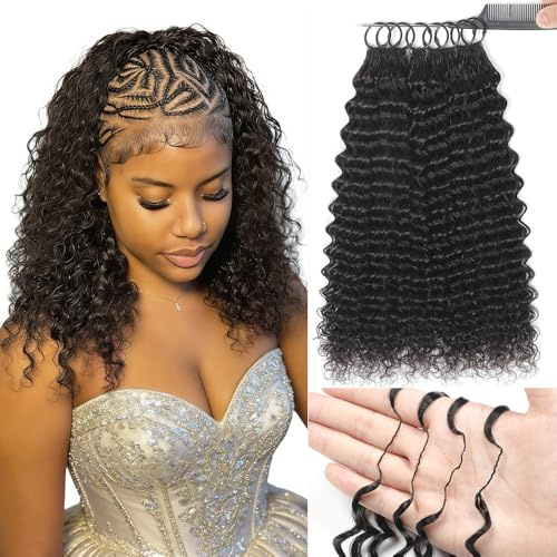 Renyarch Miracle Deep Wave Mini Knots Crochet Human Hair Bundles 14 Pouces Meche 200g 160 Pcs Noir Naturel Wet and Wavy Invisible Knotless Crochet Bouclé Naturel Cheveux Humain Curly