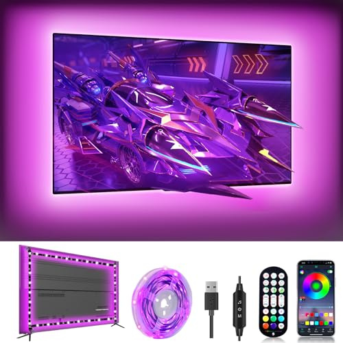 YALGCN TV LED Lights, 4M Lights for TV Led Backlight USB Light Strip for 32-65 Inch TVs Monitor Behind Lighting RGB Lights with Remote Music Sync Bluetooth APP Control for Bedroom Gaming Room Decor