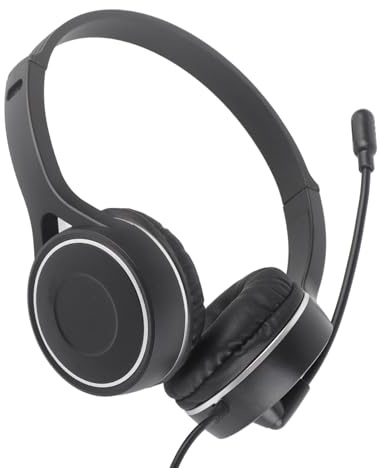 Prevessel Cuffie USB per PC per Bambini Surround Stereo Professionale 4D per Musica di Classe Online, Cuffie Cablate per Bambini, Nere