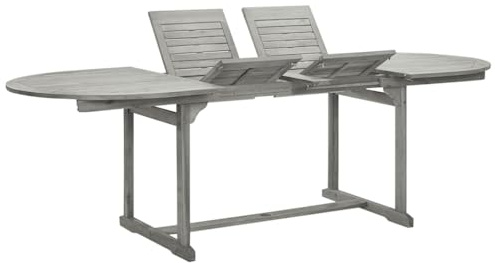 Kythralux Garten-Esstisch Massivholz Akazie Grau, Ausziehtisch 160-240x100x75 cm, Wetterfest Outdoor Möbel mit Schirmloch, Erweiterbar, Stabil für Terrasse, Balkon und Veranda