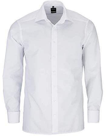 OLYMP Luxor modern fit Hemd Langarm mit New Kent Kragen Popeline weiß