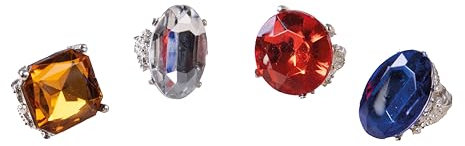 P'TIT CLOWN - 10003 - Bague Fausse Pierre Précieuse - Bijou, Accessoire de Déguisement - Parfait pour Carnaval, Fêtes à Thèmes, Cosplay, Halloween Coloris Aléatoire - Taille Unique - Vendu à l'unité