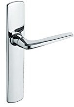 Vachette Set de Poignée de Porte sur Grande Plaque RIV-BLOC - Version Bec de Cane Porte Cuisine et Salon - Entraxe 195 mm - Système de Pose Facile - Garantie 10 ans - Finition Chrome Velours