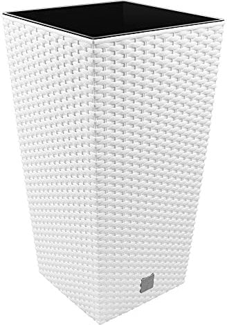 Maceta Rato de 16,3 litros con inserto 22,5 x 22,5 x 42 cm en color blanco