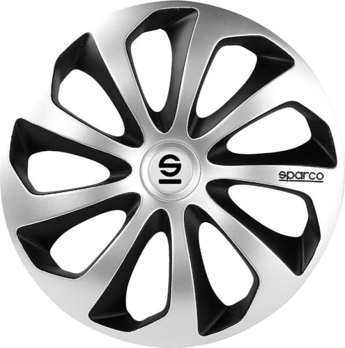Sparco SPC1373SVBK Copricerchi, Argento/Nero, 13, Set di 4