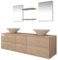 vidaXL Juego de Muebles de Cuarto Baño con Lavabos Conglomerado 7 Piezas Almacenamiento Ducha Bañera Set Conjunto Cajonera Mobiliario Beige