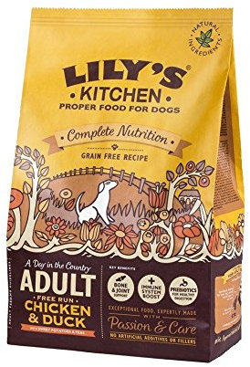 Lily's Kitchen Erwachsener Freien Lauf Huhn & Ente Ohne Getreide Trockenfutter Für Hunde (1 kg) - Packung mit 4