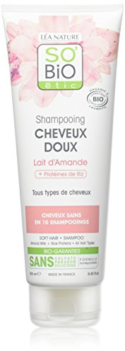 Sobio Shampoo für sanftes Haar, Mandelmilch und Reisproteine, Bio – 2 Stück