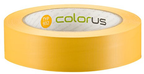 Colorus PVC Putzband PLUS | Putzerband 30 mm 33 m gelb gerillt | PVC Abklebeband für glatte und leicht raue Untergründe | PVC Klebeband für Innen und Außen | Gelbes Klebeband UV-beständig