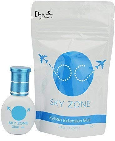 Sky Zone Kleber für Wimpernverlängerung schwarz, 1-2 Sekunden Trocknungszeit Professioneller Wimpernkleber mit mäßigen Dämpfen - 10ml