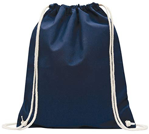 MyShirt Baumwoll Turnbeutel 38 x 46cm unbedruckt mit Kordelzug - 19 Farben - Jutebeutel OEKO-TEX® geprüft Gym Sack zum bemalen, Farbe:dunkelblau