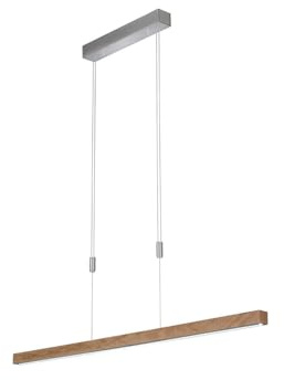 Fischer & Honsel Pendelleuchte Straßburg | Nickelfarben Matt, Eiche Natur | Höhenverstellbar | Stufenlos Dimmbar | Farbtemperatureinstellung | 1x LED 24W, 2700/3350/4000K, 2400lm | EEG: F | 60283