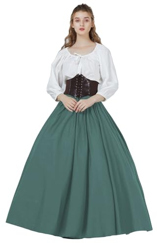 BAUTELICATE Saya Medieval Falda Larga Algodón 100% Cintura Elástica para Renacentista Gótico Larp
