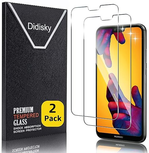 Didisky Lot de 2 Verre Trempé pour Huawei P20 Lite, Film Protection écran, Anti Rayures, Dureté 9H, Pas de Bulles, Haute définition