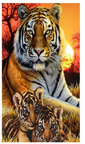 Stillshine. Große Strandtücher Tiger Gelb Badetuch Trocknend Wasseraufnahme Extra Microfiber XL XXL,3D Motiv Handtuch Kinder Jungen Herren Mann Yoga Surfer Schwimmbad Kuscheldecke (150x200cm)