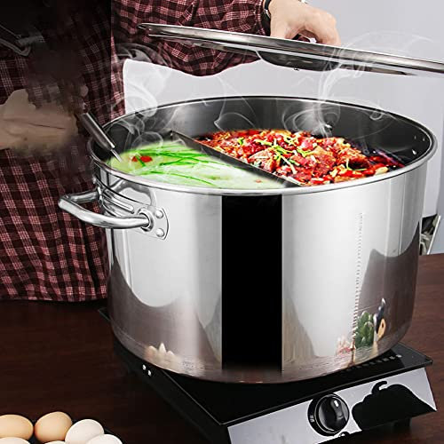 MNSSRN Large-Capacity Mandarin Duck Pot, A Healthy And Durable Multifunctional Stainless Steel Mandarin Duck Pot with Lid, Extra-Large Capacity Noodle Cooking Bucket,40L